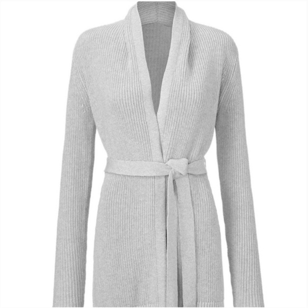 CAbi Soft Gray Women's Tie-Waist Exhale Cardigan